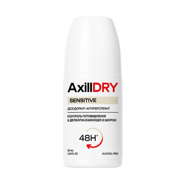 Кульковий дезодорант-антиперспірант AxillDRY Sensitive до 48 годин, 50 мл