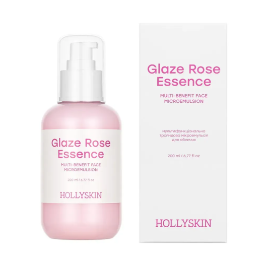 Мультифункціональна трояндова мікроемульсія для обличчя HOLLYSKIN Glaze Rose Essence, 200 мл