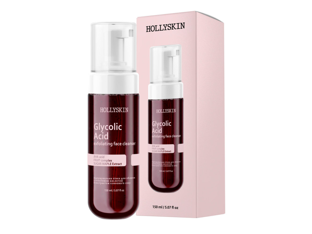 Відлущувальна пінка для обличчя з екстрактом кленового сиропу HOLLYSKIN Glycolic Acid 150ml