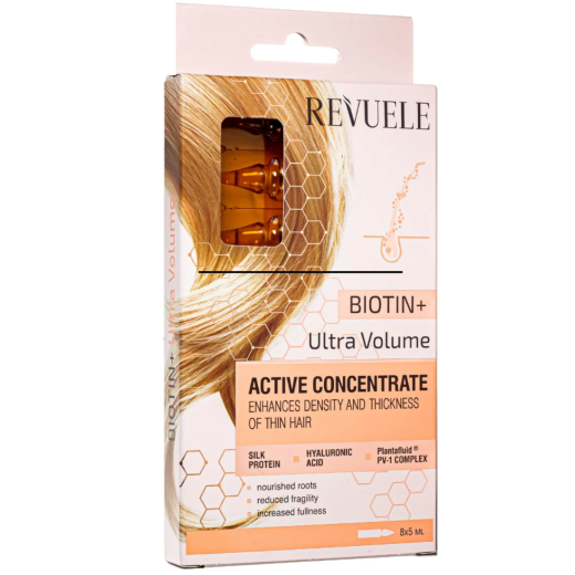 Ампули для волосся Revuele  BIOTIN+ULTRA VOLUME Активний концентрат, 8*5 мл