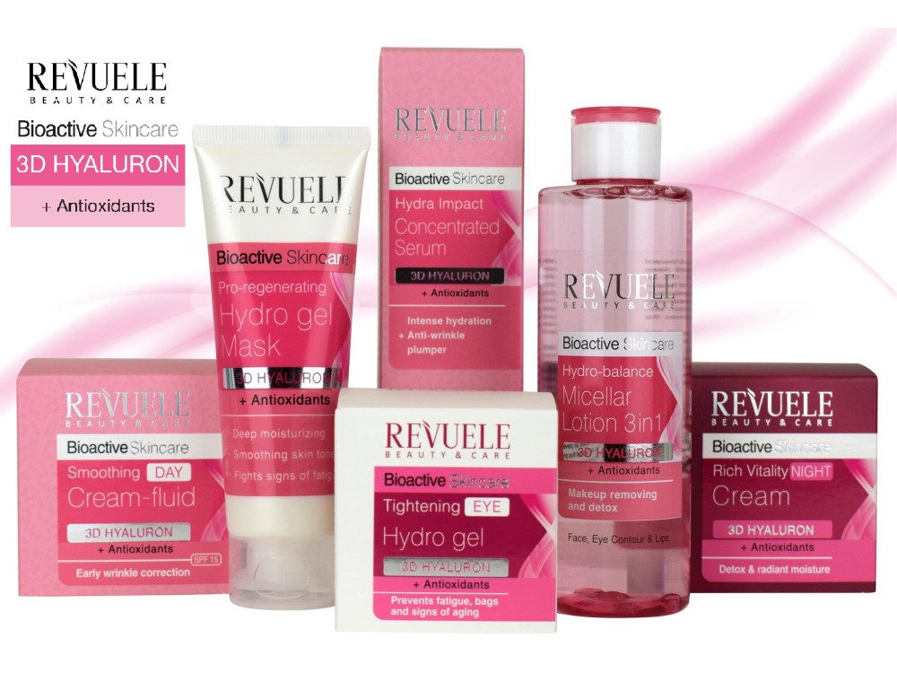 Розгладжуючий денний крем-флюїд для обличчя Гіалуроновий Revuele Bioactive 3D, 50 мл