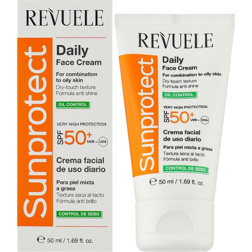 Крем сонцезахисний для обличчя та тіла Контроль жиру Revuele SPF50+, 50 мл