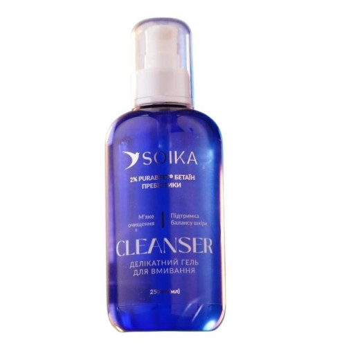 Делікатний гель для вмивання обличчя Soika CLEANSER з бетаїном та пробіотиками, 250мл