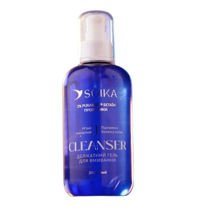 Делікатний гель для вмивання обличчя Soika CLEANSER з бетаїном та пробіотиками, 250 мл