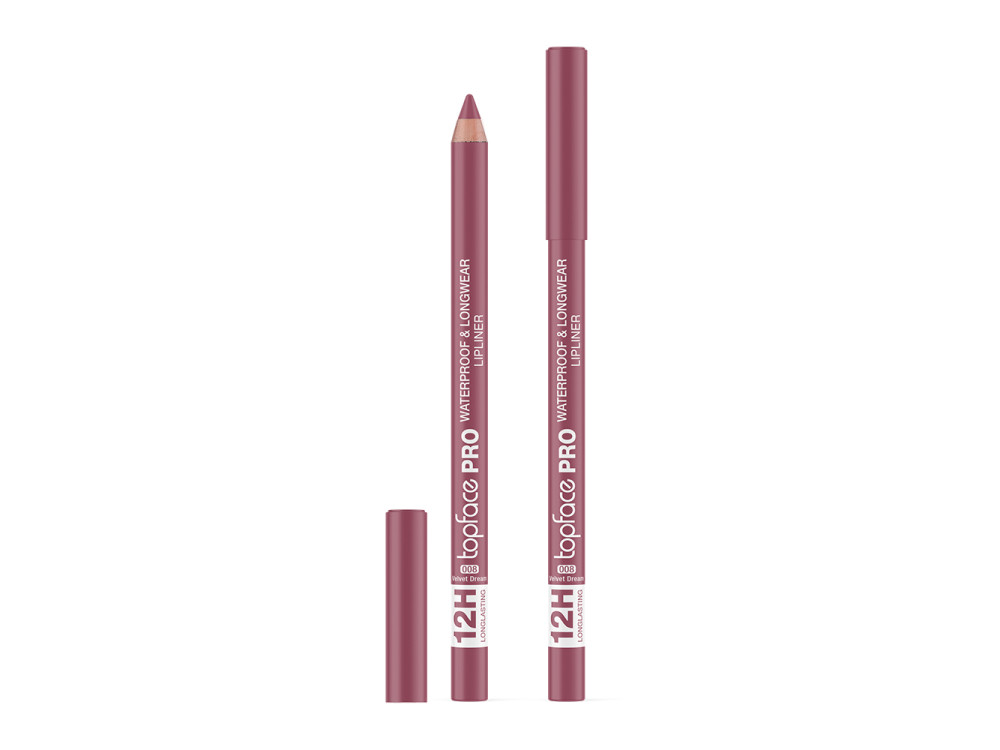 Олівець для губ водостійкий Topface PT621 PRO Waterproof & Longwear Lipliner 008 Velvet Dream, ніжний рожевий, 1,14 г