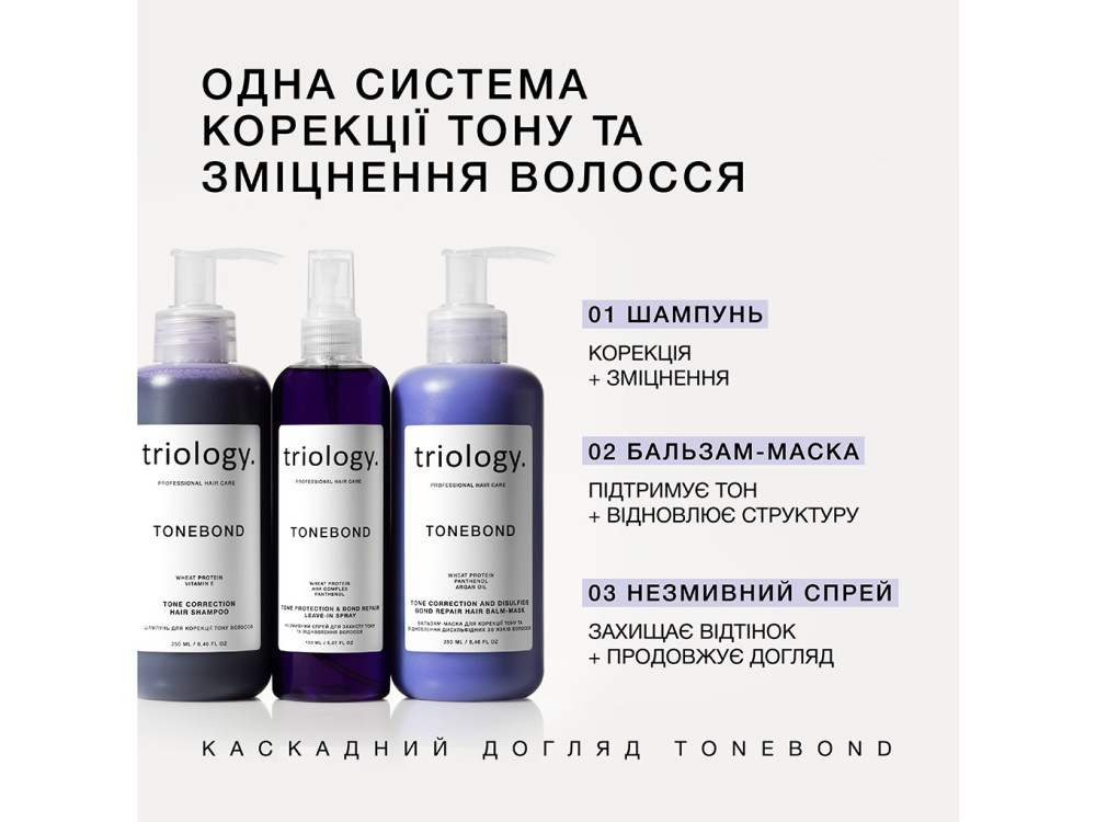 Незмивний спрей для захисту тону та відновлення волосся Triology TONEBOND, 150 мл