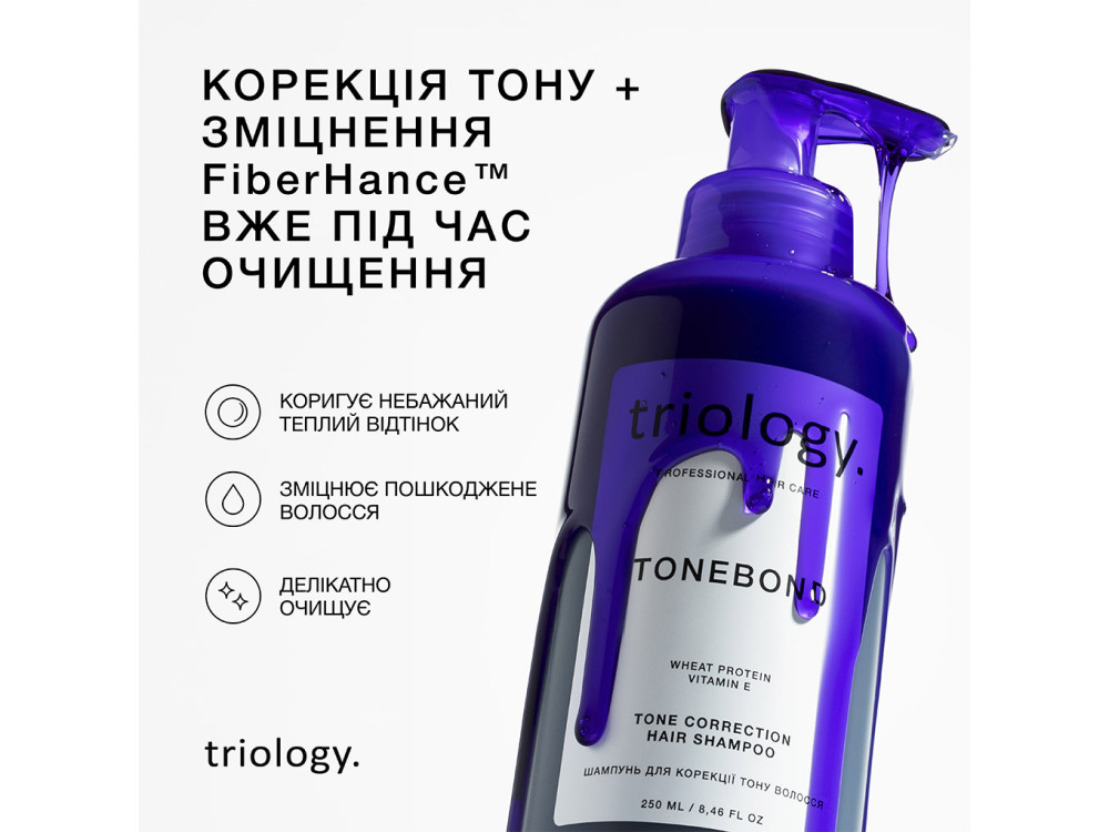Шампунь для корекції тону волосся Triology TONEBOND, 250 мл