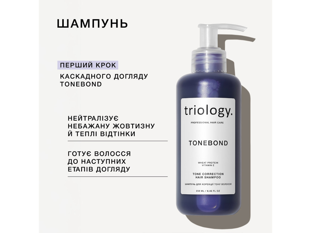 Шампунь для корекції тону волосся Triology TONEBOND, 250 мл