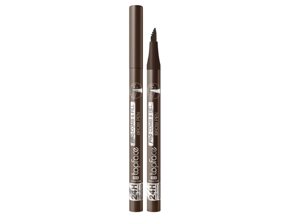 Маркер для брів Topface PT620 Pro Comb & Fill Brow Pen 004 Cocoa Line темно-коричневий