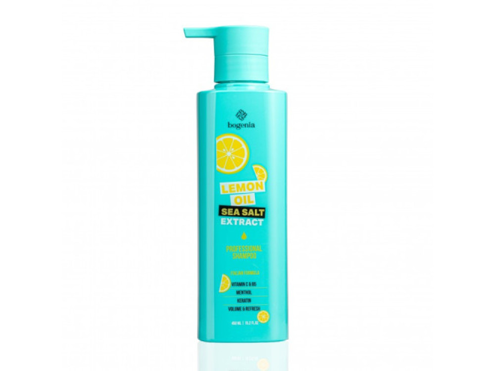 Шампунь для волосся з екстрактом морської солі та олією лимона Bogenia Lemon Oil & Sea Salt Shampoo BG440 450 мл