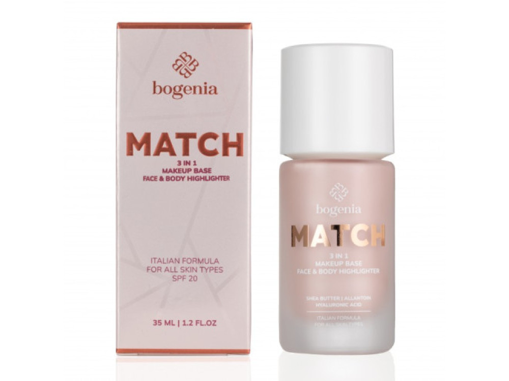 База-хайлайтер під макіяж Bogenia MATCH 3in1 Makeup Base, Face&Body Highlighter BG613 35 мл