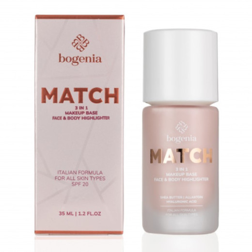 База-хайлайтер під макіяж Bogenia MATCH 3in1 Makeup Base, Face&Body Highlighter BG613 35 мл