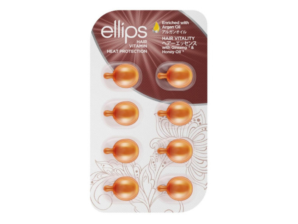 Капсули для зміцнення волосся Ellips Hair Vitamin з женьшенем та медом, 8 шт по 1мл